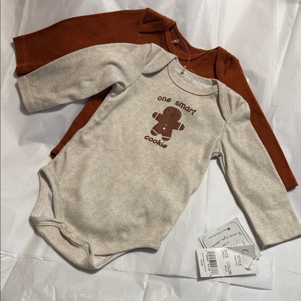 Quiltex baby boy two pack long sleeve bodysuits; size: 6/9 months